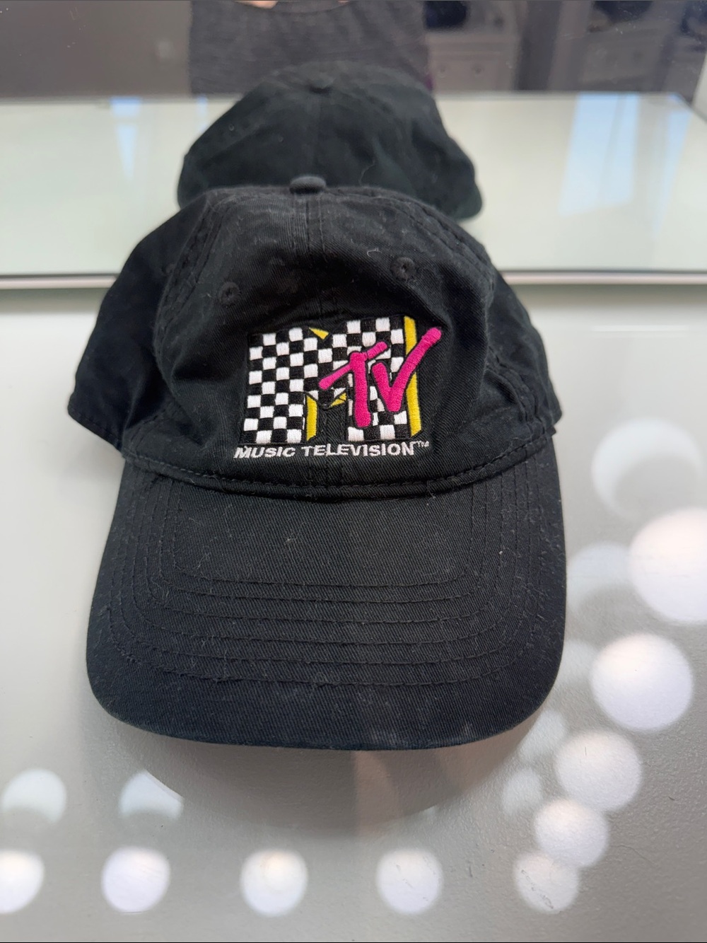 Vintage MTV Retro 80’s Black Baseball Cap with Pink & Yellow Logo